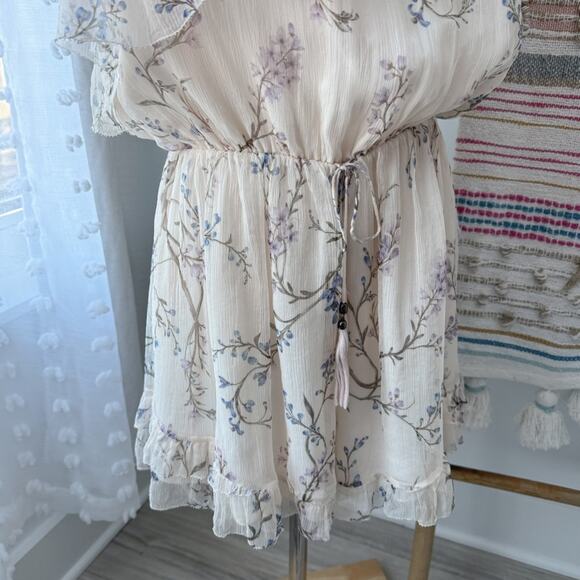 Zimmerman Beige Floral 100% Silk One Shoulder Ruffled Playsuit Women’s 3 US 10 - Picture 4 of 13